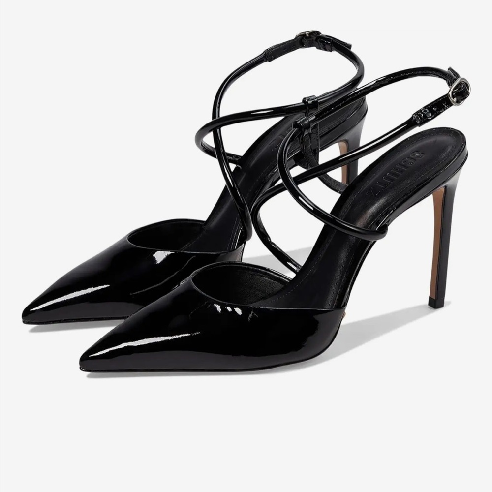 Black patent leather heels